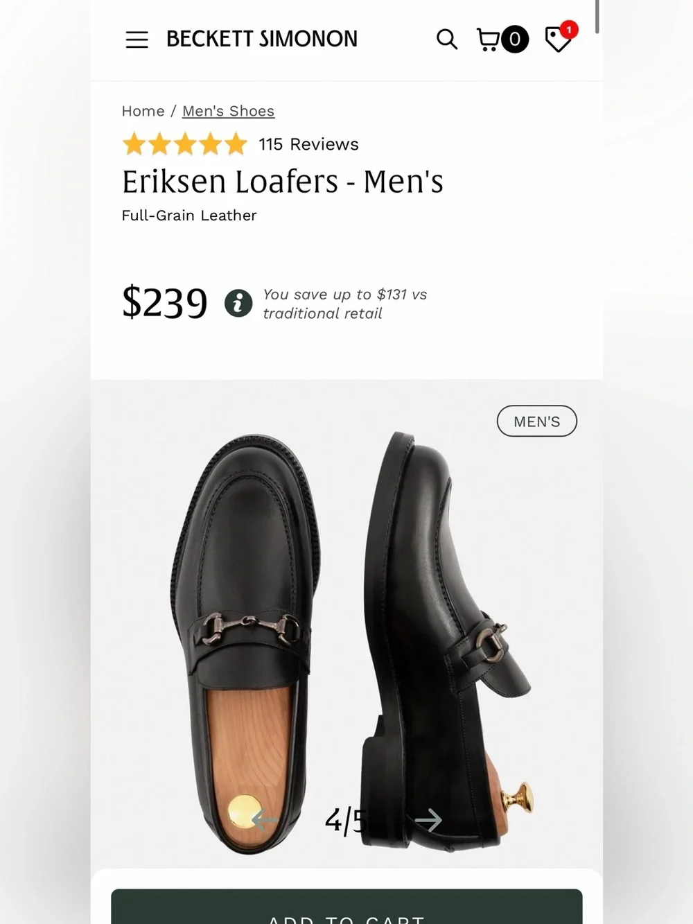 Beckett Simonon Eriksen Black Leather Horsebit Loafers - Men's Size 10